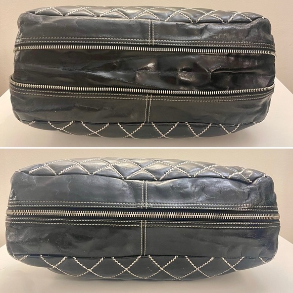VINTAGE CHANEL Wild Stitch Expandable Zip-Around Frame Bag - Black Calfskin - Picture 3 of 10
